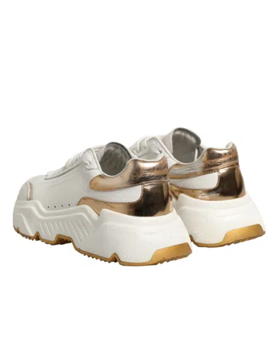 Pre-owned Dolce & Gabbana White Gold Daymaster Low Top Sneakers Women's Shoes ()
