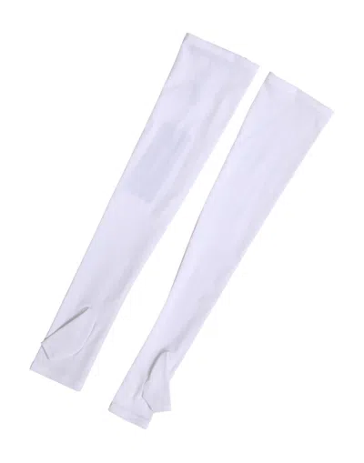 Dolce & Gabbana White Nylon Fingerless Elbow Length Mitten Women's Gloves In White