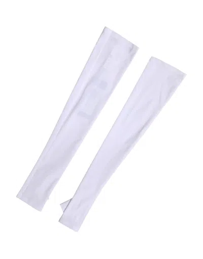 Dolce & Gabbana White Nylon Fingerless Elbow Length Mitten Women's Gloves In White