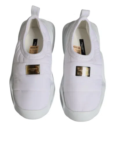 Dolce & Gabbana White Padded Fabric Low Top Sneakers Women's Shoes In White