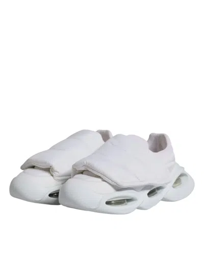 Pre-owned Dolce & Gabbana White Padded Fabric Low Top Sneakers Women's Shoes ()
