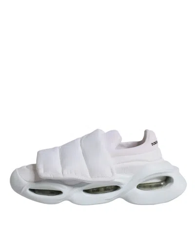 Pre-owned Dolce & Gabbana White Padded Fabric Low Top Sneakers Women's Shoes ()