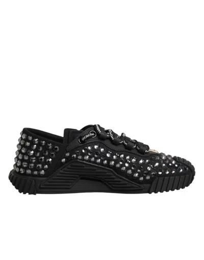 Dolce & Gabbana Women's Black Embellished Low Top Ns1 Sneakers Women's Shoes In Black