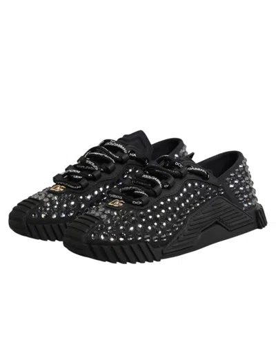 Dolce & Gabbana Women's Black Embellished Low Top Ns1 Sneakers Women's Shoes In Black