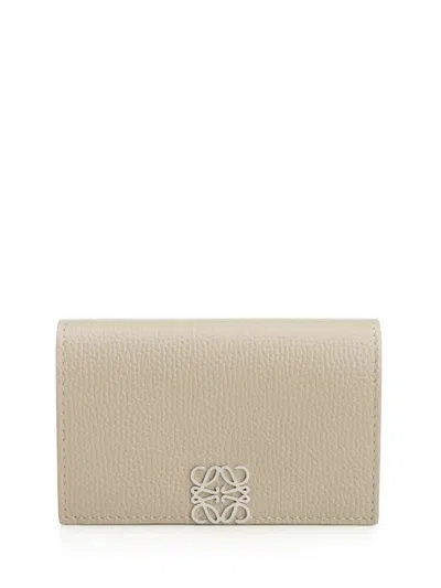 Loewe Anagram Business Cardholder In Pebble Grained Calfskin In Gray