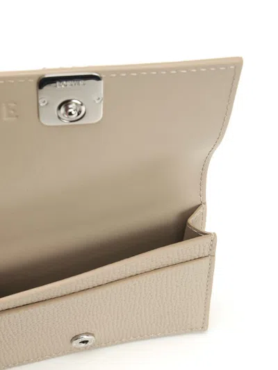 Loewe Anagram Business Cardholder In Pebble Grained Calfskin In Gray