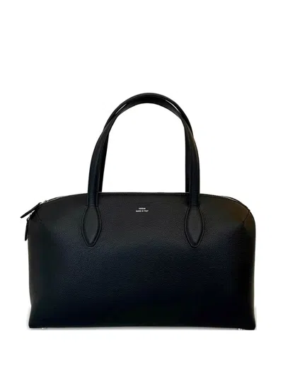 Totême Leather Handbag With Engraved Logo On The Front In Black