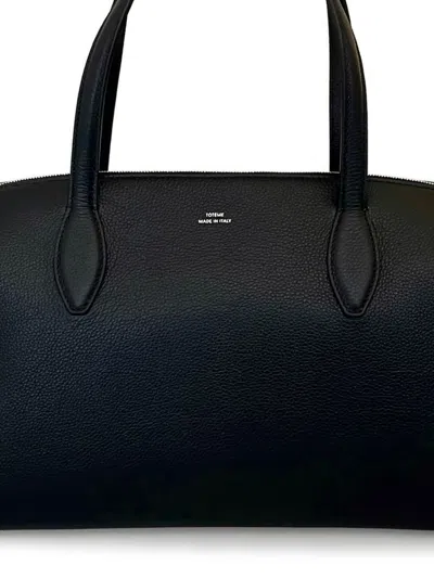 Totême Leather Handbag With Engraved Logo On The Front In Black