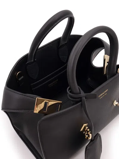 Ferragamo Hug Leather Handbag In Black