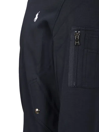 Polo Ralph Lauren Zip-up Embroidered Bomber-style Sweatshirt In Blue