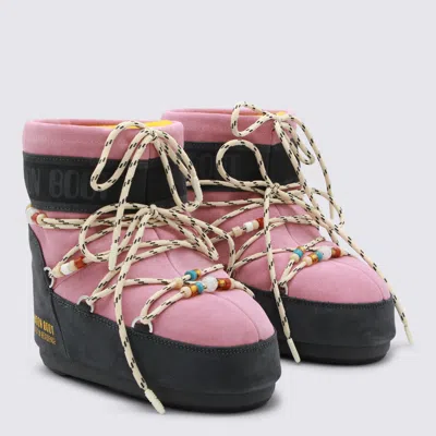 Moon Boot Two-tone Suede S X Guest In Residence Icon Low Ankle Boots In Pink