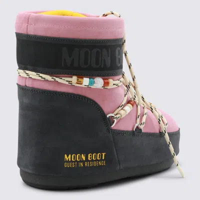 Moon Boot Two-tone Suede S X Guest In Residence Icon Low Ankle Boots In Pink