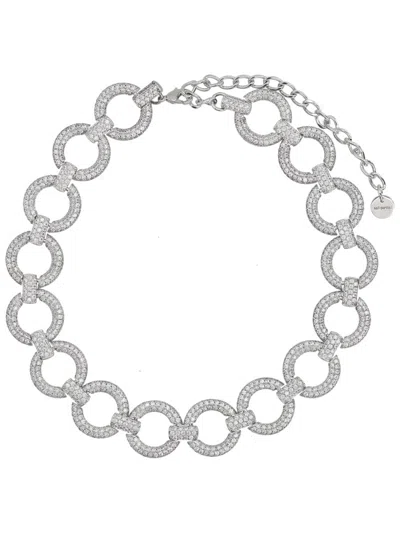 Self-portrait Choker With Crystals In Silver