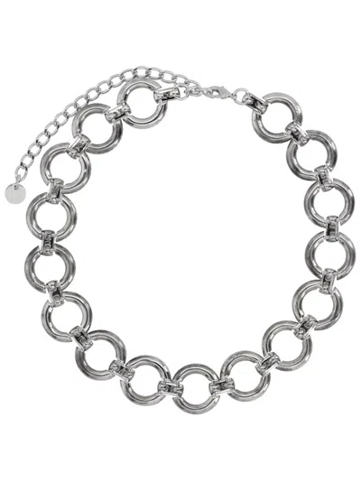 Self-portrait Choker With Crystals In Silver