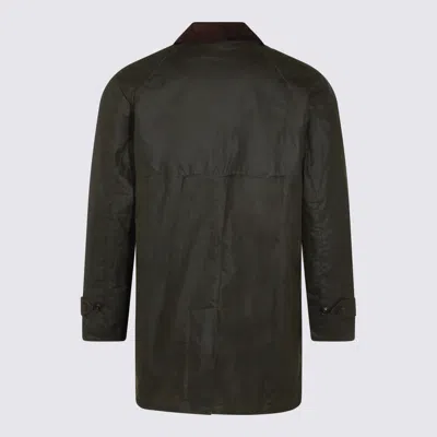 Barbour Stylish Coat With Corduroy Collar And Pockets In Green