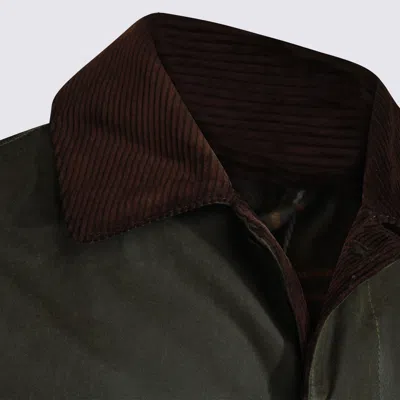 Barbour Stylish Coat With Corduroy Collar And Pockets In Green