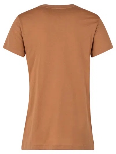 Max Mara Cotton T-shirt With Embroidery In Brown