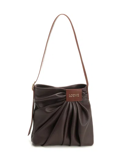 Loewe Draped Tote Shoulder Bag Crossbody Bags Brown In Brown