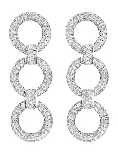 Self-portrait Crystal Link Three-tiered Earrings In Silver