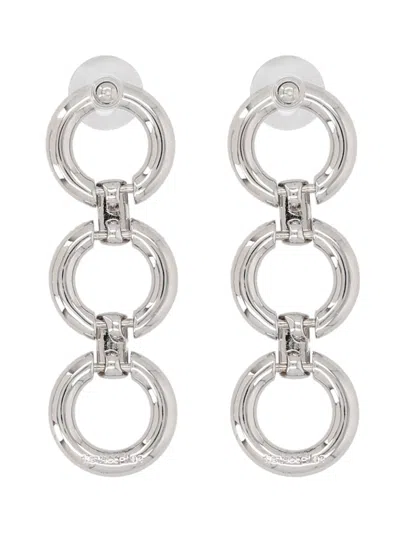 Self-portrait Crystal Link Three-tiered Earrings In Silver