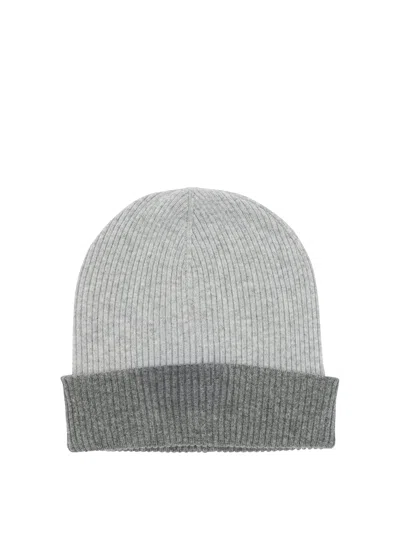 Brunello Cucinelli Reversible Cashmere Beanie In Gray