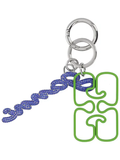 Ganni Women Keychain With Logo In Multi