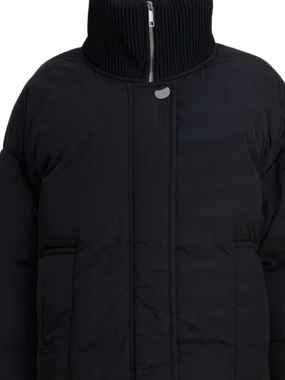 Sportmax Long Anti-drip Down Jacket Jackets And Coats Black In Blue
