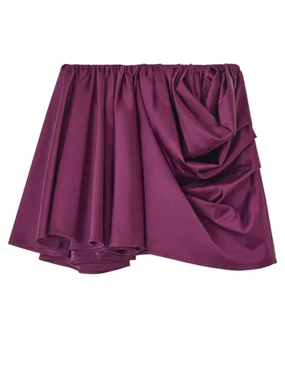 Ganni Miniskirt With Drape In Purple