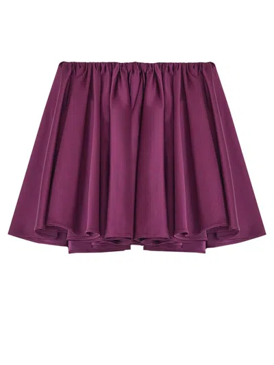 Ganni Miniskirt With Drape In Purple