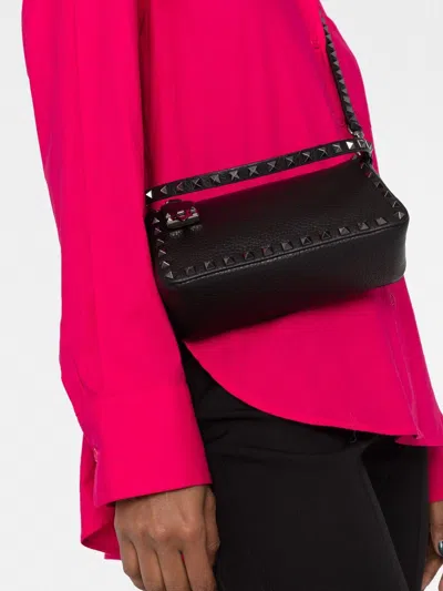 Valentino Rockstud Small Leather Shoulder Bag In Black