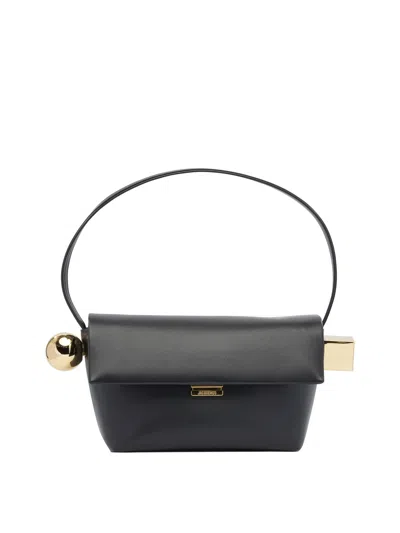 Jacquemus Rond Carr Leather Crossbody Bag In Black