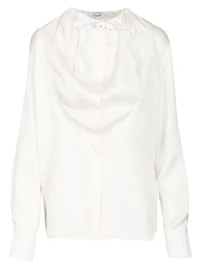 Loewe Silk Satin Blouse Shirts White In White