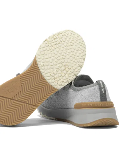 Brunello Cucinelli Stretch Knit Low-top Sneakers In Gray
