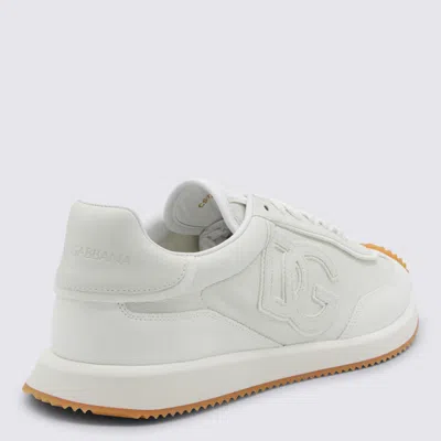 Dolce & Gabbana Men White Low Top Sneakers With Logo Patch On Tongue And Side In Leather Man