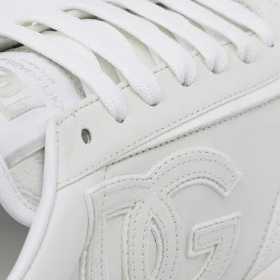 Dolce & Gabbana Men White Low Top Sneakers With Logo Patch On Tongue And Side In Leather Man