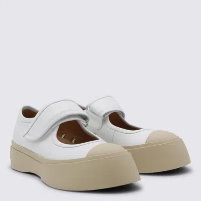 Marni Minimalist White Sneakers With Wide Strap Closure In White