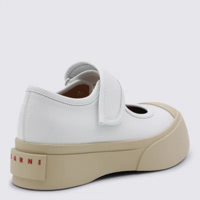 Marni Minimalist White Sneakers With Wide Strap Closure In White