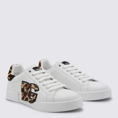 Dolce & Gabbana Women Portofino Letaher Light Strobel Sneakers In White
