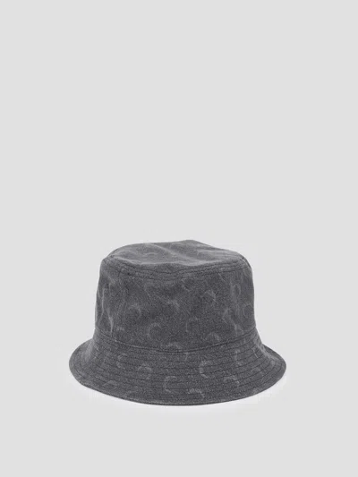Marine Serre Moon Laser Denim Bucket Hat In Gray