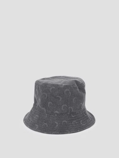 Marine Serre Moon Laser Denim Bucket Hat In Gray