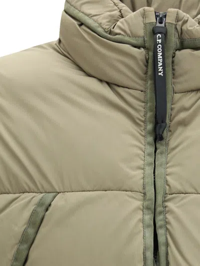C.p. Company Green Polyamide Full-length Jacket In Green