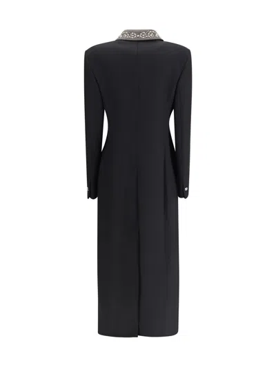 Versace Felted Studded Longline Coat In Black