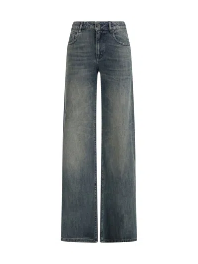Balenciaga Women Wide Leg Jeans In Blue