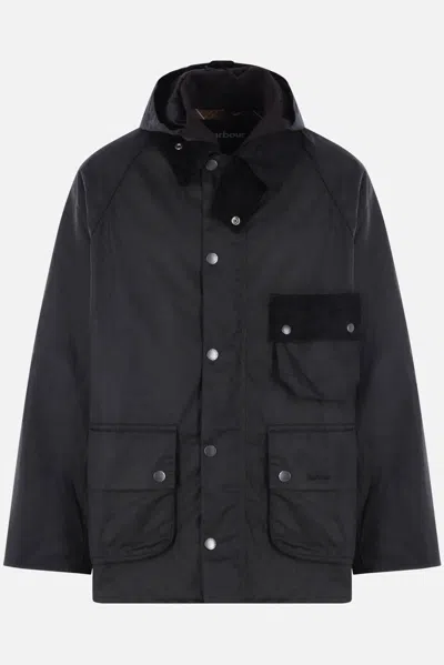 Barbour Modified Solway Waxed Coat In Black