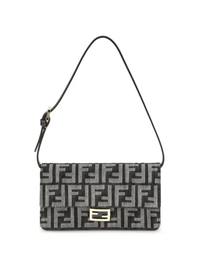 Fendi Women Wallet On Chain Tessuto Ff In Brown