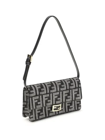 Fendi Women Wallet On Chain Tessuto Ff In Brown