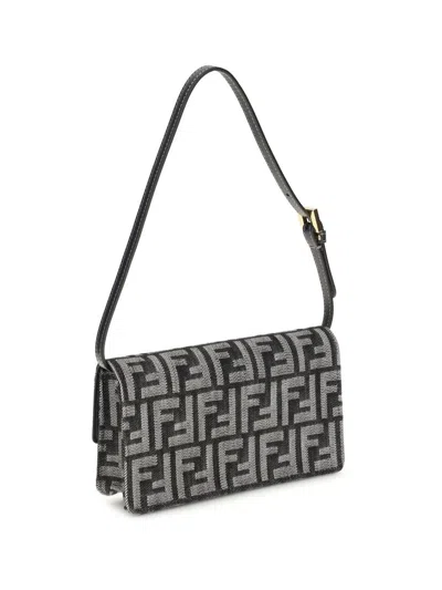 Fendi Women Wallet On Chain Tessuto Ff In Brown