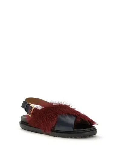 Marni Fussbett Plush Cross-strap Sandals In Red