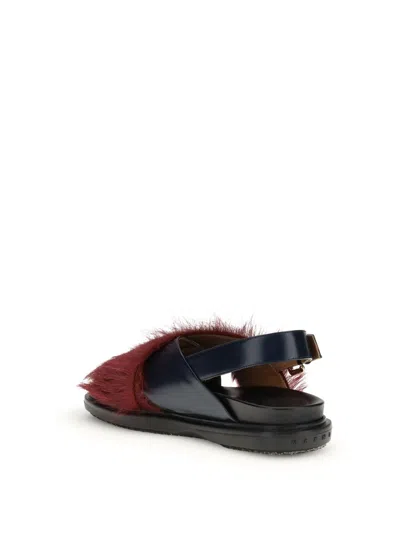 Marni Fussbett Plush Cross-strap Sandals In Red