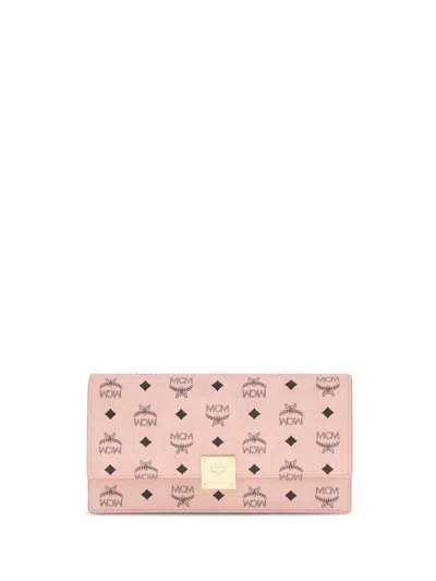 Mcm Multicolor Fabric Wallet In Pink